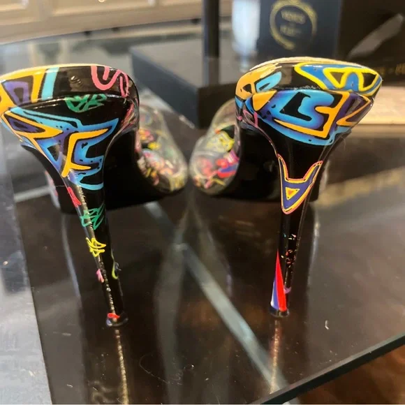 Cape Robbin size 8.5 clear open toe heels multicolor - Picture 4 of 7